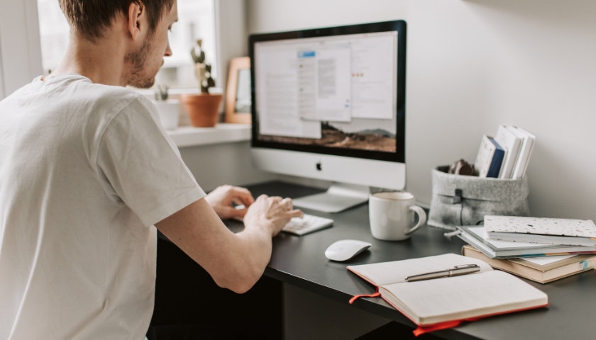 Young man working at computer