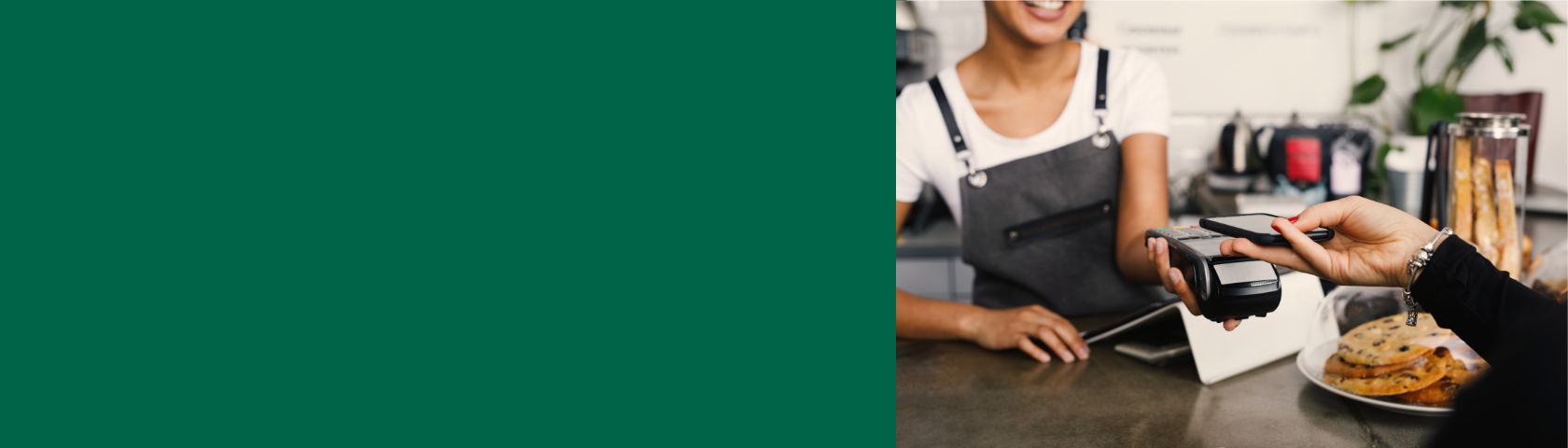 Paying with tap on phone a a coffee shop